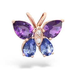 Amethyst Butterfly 14K Rose Gold pendant P2215