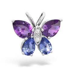 Amethyst Butterfly 14K White Gold pendant P2215