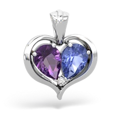 Amethyst Two Become One 14K White Gold pendant P5330