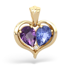 Amethyst Two Become One 14K Yellow Gold pendant P5330