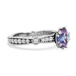 Amethyst Sparkling Tiara Cluster 14K White Gold ring R26293RD