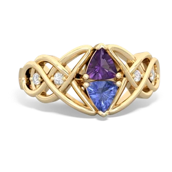 Amethyst Keepsake Celtic Knot 14K Yellow Gold ring R5300