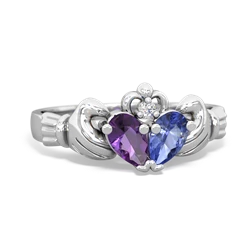 Amethyst 'Our Heart' Claddagh 14K White Gold ring R2388