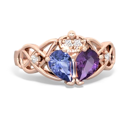 Amethyst 'One Heart' Celtic Knot Claddagh 14K Rose Gold ring R5322