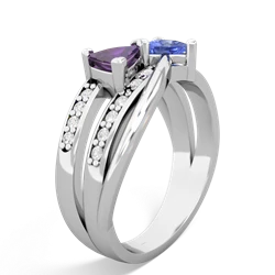 Amethyst Bowtie 14K White Gold ring R2360