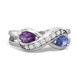 Amethyst Diamond Infinity 14K White Gold ring R5390