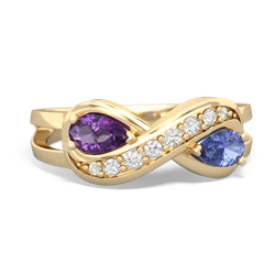 Amethyst Diamond Infinity 14K Yellow Gold ring R5390