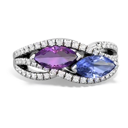 Amethyst Diamond Rivers 14K White Gold ring R3070