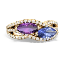 Amethyst Diamond Rivers 14K Yellow Gold ring R3070