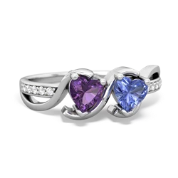 Amethyst Side By Side 14K White Gold ring R3090