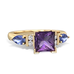 Amethyst 6Mm Princess Eternal Embrace Engagement 14K Yellow Gold ring C2002