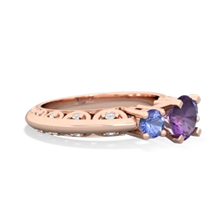 Amethyst Art Deco Eternal Embrace Engagement 14K Rose Gold ring C2003