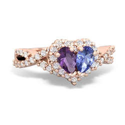 Amethyst Diamond Twist 'One Heart' 14K Rose Gold ring R2640HRT
