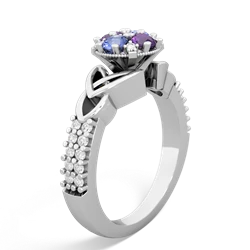 Amethyst Celtic Knot Cluster Engagement 14K White Gold ring R26443RD