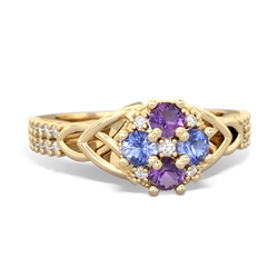 Amethyst Celtic Knot Cluster Engagement 14K Yellow Gold ring R26443RD