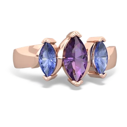 Amethyst Three Peeks 14K Rose Gold ring R2433