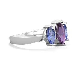 Amethyst Three Peeks 14K White Gold ring R2433