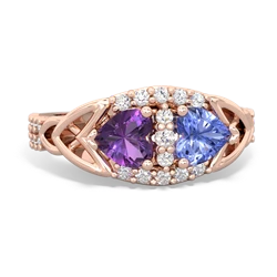 Amethyst Sparkling Celtic Knot 14K Rose Gold ring R2645