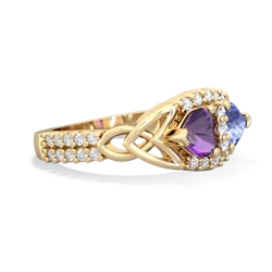 Amethyst Sparkling Celtic Knot 14K Yellow Gold ring R2645