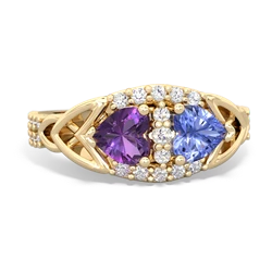 Amethyst Sparkling Celtic Knot 14K Yellow Gold ring R2645