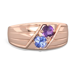 Amethyst Men's Streamline 14K Rose Gold ring R0460