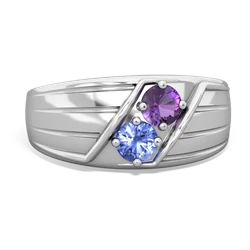 Amethyst Men's Streamline 14K White Gold ring R0460