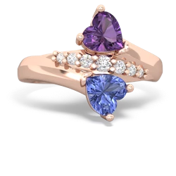 Amethyst Heart To Heart 14K Rose Gold ring R2064