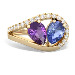 Amethyst Nestled Heart Keepsake 14K Yellow Gold ring R5650