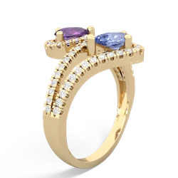 Amethyst Diamond Dazzler 14K Yellow Gold ring R3000