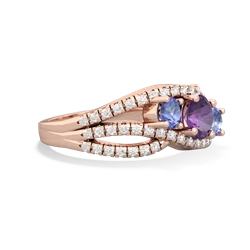 Amethyst Three Stone Aurora 14K Rose Gold ring R3080