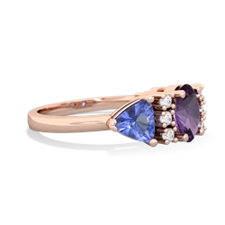 Amethyst Antique Style Three Stone 14K Rose Gold ring R2186