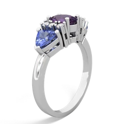 Amethyst Antique Style Three Stone 14K White Gold ring R2186