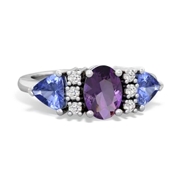 Amethyst Antique Style Three Stone 14K White Gold ring R2186