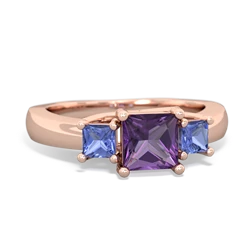 Amethyst Three Stone Trellis 14K Rose Gold ring R4015