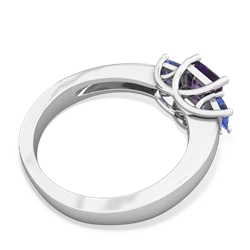 Amethyst Three Stone Trellis 14K White Gold ring R4015