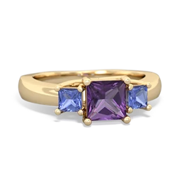 Amethyst Three Stone Trellis 14K Yellow Gold ring R4015