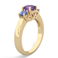 Amethyst Three Stone Round Trellis 14K Yellow Gold ring R4018