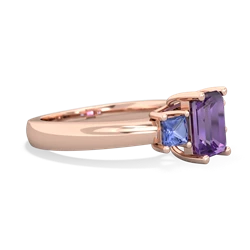 Amethyst Three Stone Emerald-Cut Trellis 14K Rose Gold ring R4021