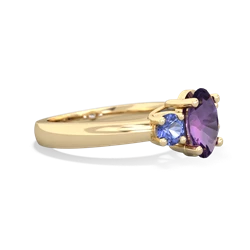 Amethyst Three Stone Oval Trellis 14K Yellow Gold ring R4024