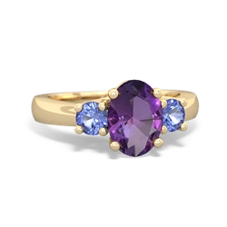 Amethyst Three Stone Oval Trellis 14K Yellow Gold ring R4024