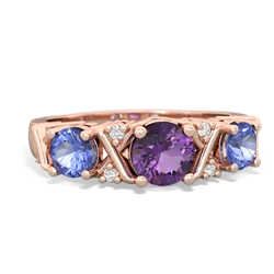 Amethyst Hugs And Kisses 14K Rose Gold ring R5016