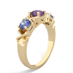 Amethyst Hugs And Kisses 14K Yellow Gold ring R5016