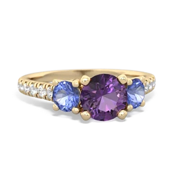 Amethyst Pave Trellis 14K Yellow Gold ring R5500