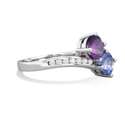 Amethyst Channel Set Two Stone 14K White Gold ring R5303