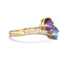 Amethyst Channel Set Two Stone 14K Yellow Gold ring R5303