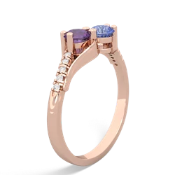 Amethyst Infinity Pave Two Stone 14K Rose Gold ring R5285