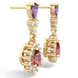 Amethyst Halo Pear Dangle 14K Yellow Gold earrings E1882