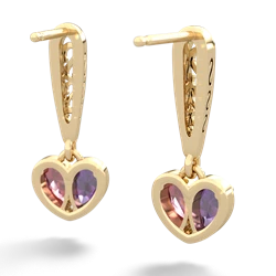 Amethyst Filligree Heart 14K Yellow Gold earrings E5070