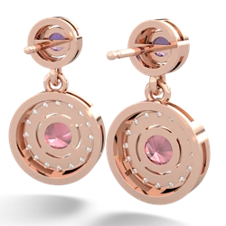 Amethyst Halo Dangle 14K Rose Gold earrings E5319