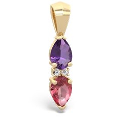 Amethyst Bowtie Drop 14K Yellow Gold pendant P0865